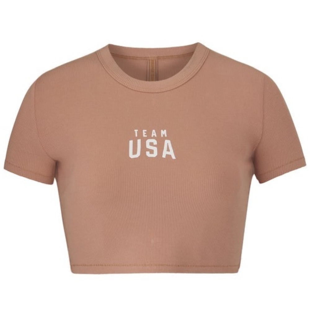 Skims Olympic Capsule Team USA T-Shirt in Sienna NEW
